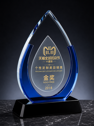 Blue Drop Crystal Award - custom crystal awards with your logo